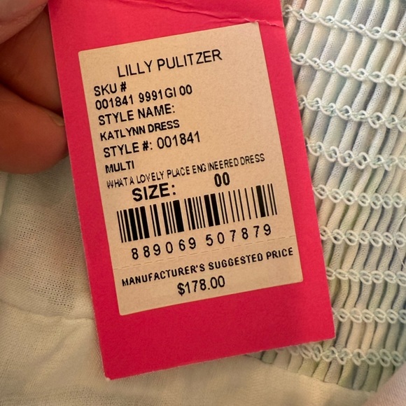 Lilly Pulitzer Katelyn blue & pink floral tropical spaghetti strap a line dress - Picture 11 of 11